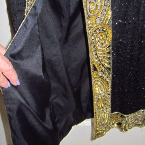 Lawrence Kazar Black and Gold long beaded gown - Picture 8 of 8